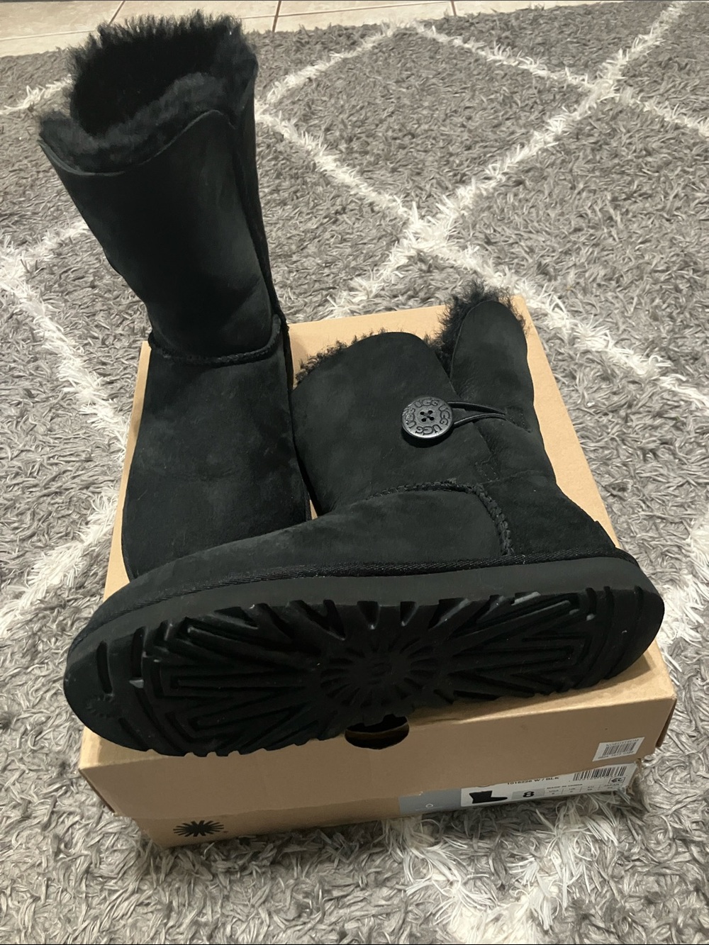 Women's Black Winter Fur-Lined Button Boots